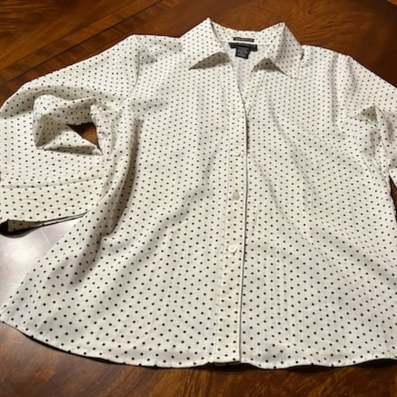 Elementz Tops - Very Pretty White and Black Polka Dot Blouse -M